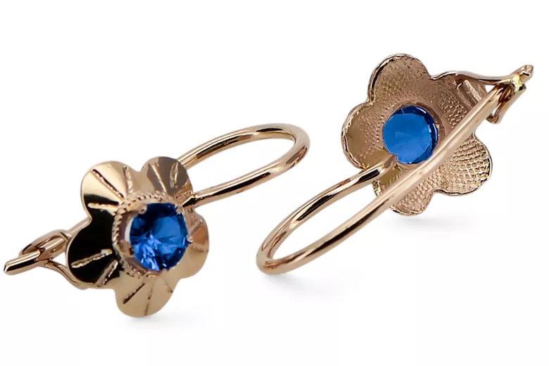 Earrings Vintage Jewlery Sapphire Original Vintage 14K Rose Gold vec028r